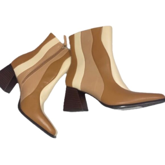 GB Holy Grail Color Block Leather Ladies Booties Size 6M - Picture 3 of 5